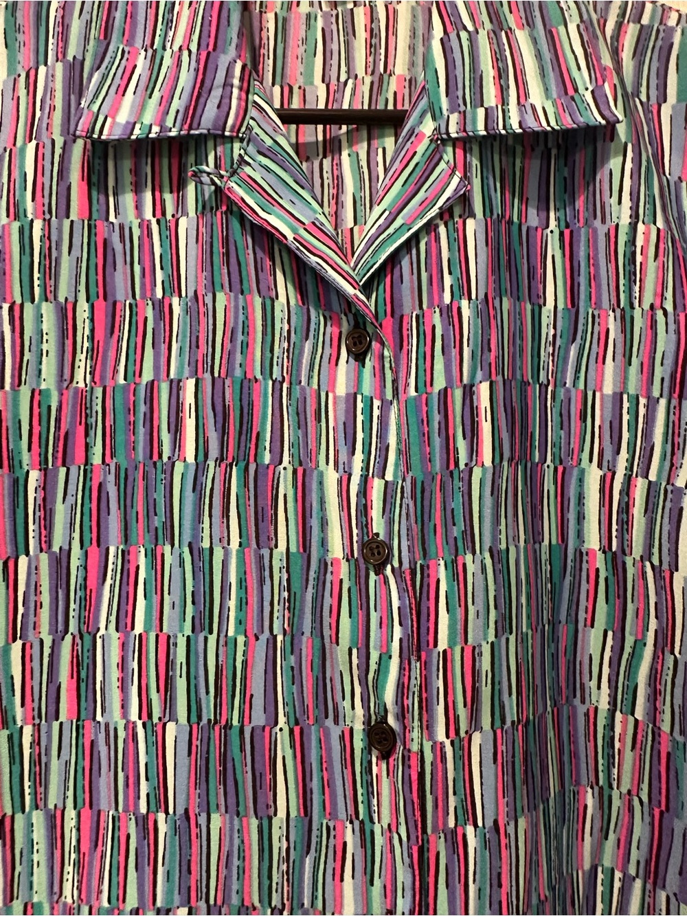 Vintage 80s Notations Multicolor Striped Button-Down Shirt